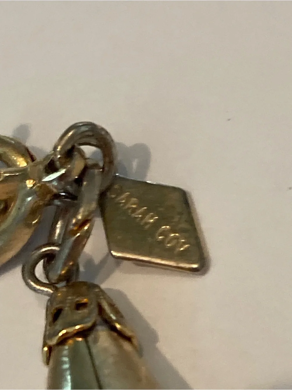 Vintage SARAH COVENTRY Open Oval Chain Bracelet Gold Tone Bell Charm Statement